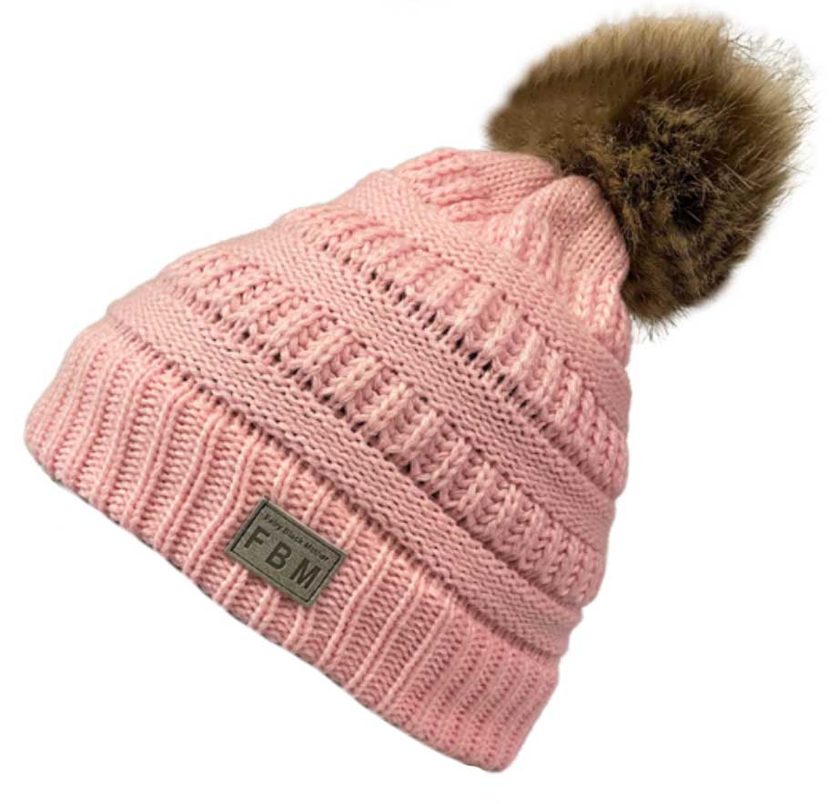 Cute Winter Beanie with Faux Fur PomPom - Fairy Black Mother